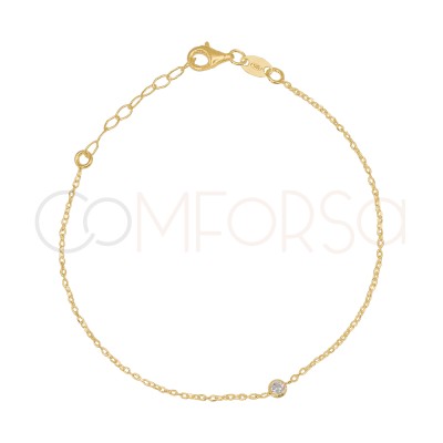 Gold-plated sterling silver 925 bracelet with central zirconia 17 + 3cm