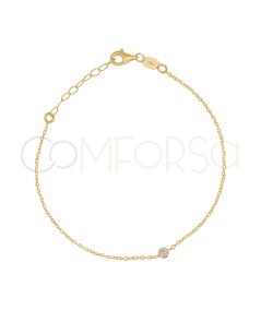 Gold-plated sterling silver 925 bracelet with central zirconia 17 + 3cm