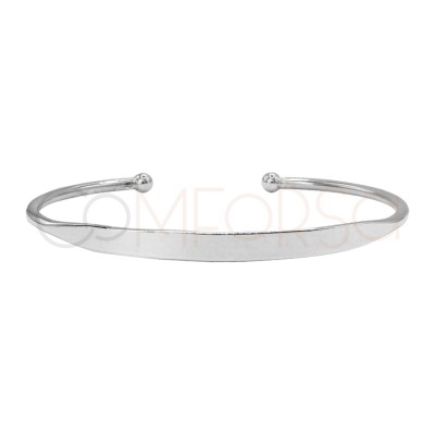 Sterling silver 925 semi flat bracelet with end ball 64mm