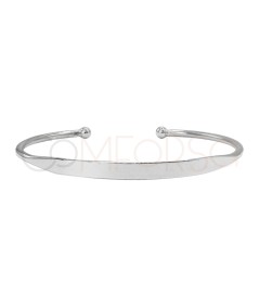 Sterling silver 925 semi flat bracelet with end ball 64mm