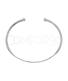 Sterling silver 925 semi flat bracelet with end ball 64mm