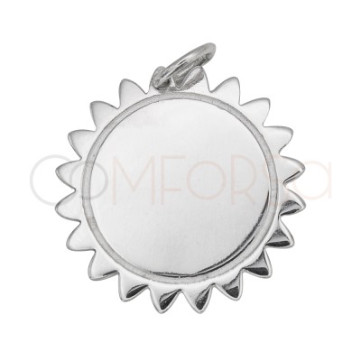 Sterling silver 925 plain sun pendant 19.5mm