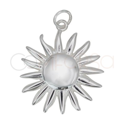 Sterling silver 925 sun pendant with smooth centre 25mm