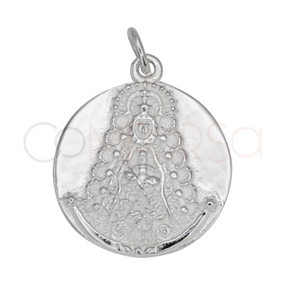 Sterling silver 925 “Virgen del Rocío” round pendant 18mm