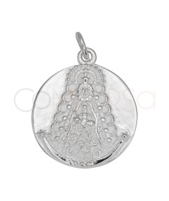 Sterling silver 925 “Virgen del Rocío” round pendant 18mm