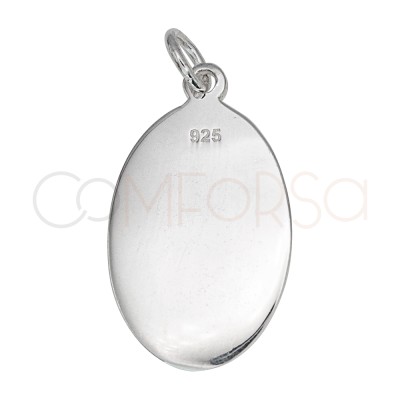 Sterling silver 925 “Virgen del Rocío” oval pendant 13 x 20mm