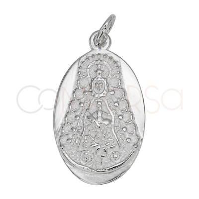 Sterling silver 925 “Virgen del Rocío” oval pendant 13 x 20mm