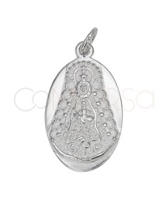 Sterling silver 925 “Virgen del Rocío” oval pendant 13 x 20mm