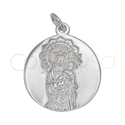 Sterling silver 925 “Virgen Almudena” round pendant 18mmPlata 925