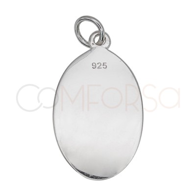 Sterling silver 925 “Virgen Almudena” oval pendant 13 x 20mm