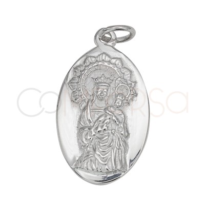 Sterling silver 925 “Virgen Almudena” oval pendant 13 x 20mm