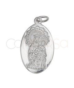 Sterling silver 925 “Virgen Almudena” oval pendant 13 x 20mm