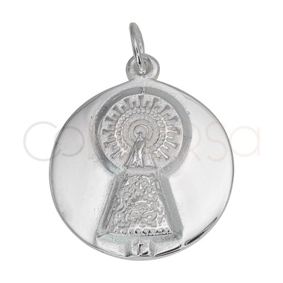 Sterling silver 925 “Virgen del Pilar” round pendant 18mm