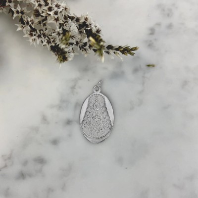 Sterling silver 925 “Virgen del Rocío” oval pendant 13 x 20mm