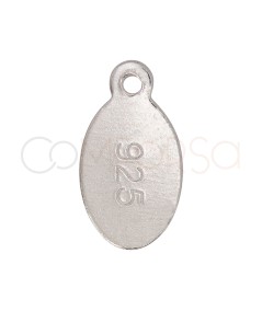 Sterling silver 925 oval hallmark tag 6 x 11 mm