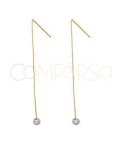 Gold-plated sterling silver 925 floating zirconia chain earring