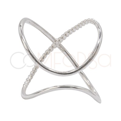 Sterling silver 925 curly X ring