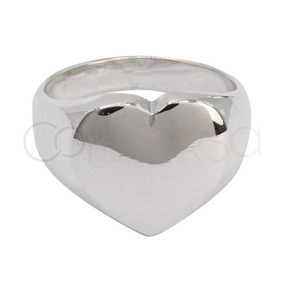 Sterling silver 925 heart signet ring 18 x 14mm