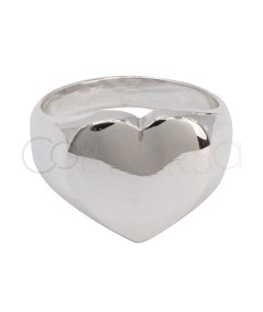 Sterling silver 925 heart signet ring 18 x 14mm