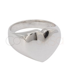 Engraving + Sterling silver 925 heart signet ring 18 x 14mm