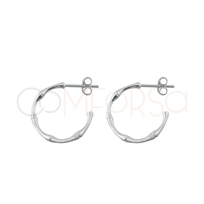 Sterling silver 925 bamboo hoop earrings 12mm