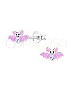 Sterling silver 925 pink bat earring 8 x 5mm