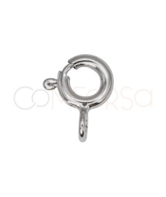 Rhodium-plated sterling silver 925 reinforced spring ring clasp 6mm