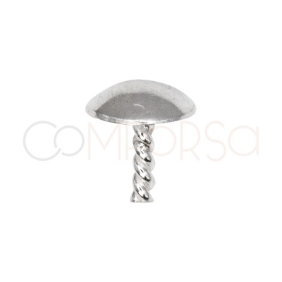 Rhodium-plated sterling silver 925 rivet with half ball 4.5mm