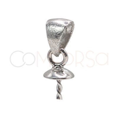 Rhodium-plated sterling silver 925 end cup 4.5mm with jumpring 3mm