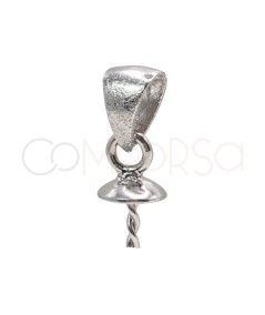 Rhodium-plated sterling silver 925 end cup 4.5mm with jumpring 3mm