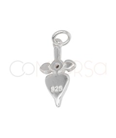 Sterling silver 925 dagger pendant with red zirconia heart 7 x 13mm