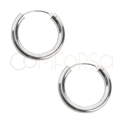 Sterling silver 925 tube hoop earrings with classic clasp 4mm