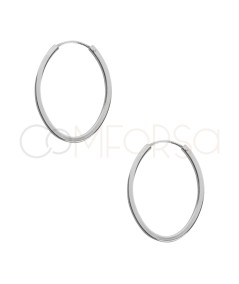 Sterling Silver 925 Oval Wire Hoop Earrings 18 x 24 mm