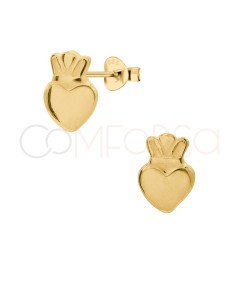 Gold-plated sterling silver 925 mini sacred heart earring 5 x 7mm