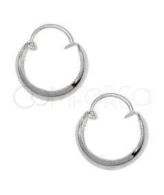 Sterling silver 925 flat curved hoop earrings with hook 14mm