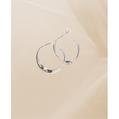 Sterling silver 925 flat twisted hoop earrings 25mm