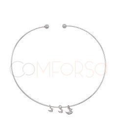 Sterling Silver 925 Detachable Rigid Choker with Three Little Ducks