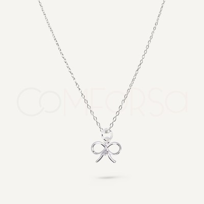 Sterling Silver 925 Bow Necklace