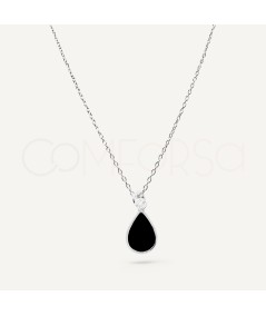 Sterling Silver 925 Onyx Teardrop Necklace