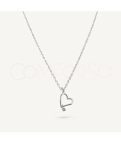 Sterling Silver 925 Zirconia Heart Necklace