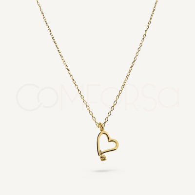 Gold-plated Sterling Silver 925 Zirconia Heart Necklace