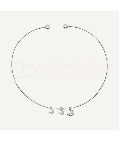 Sterling Silver 925 Detachable Rigid Choker with Three Little Ducks