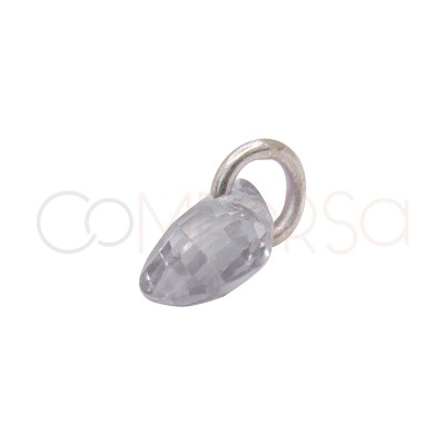 Sterling Silver 925 Floating Crystal Teardrop Pendant 4 x 6 mm