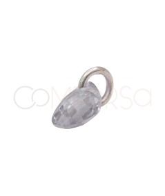 Sterling Silver 925 Floating Crystal Teardrop Pendant 4 x 6 mm