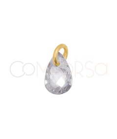 Sterling Silver 925 Floating Crystal Teardrop Pendant 4 x 6 mm