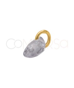 Gold-plated Sterling Silver 925 Floating Crystal Teardrop Pendant 4 x 6 mm