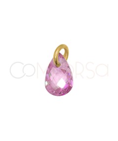 Sterling Silver 925 Floating Pink Teardrop Pendant 4 x 6 mm