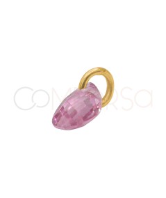 Gold-plated Sterling Silver 925 Floating Pink Teardrop Pendant 4 x 6 mm