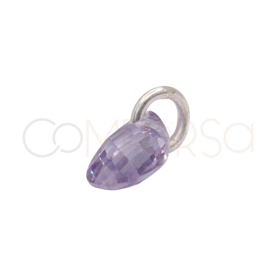 Sterling Silver 925 Floating Lilac Teardrop Pendant 4 x 6 mm