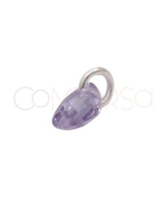 Sterling Silver 925 Floating Lilac Teardrop Pendant 4 x 6 mm